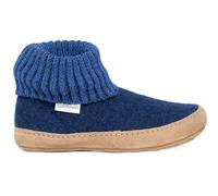 Gottstein Hüttenschuh Dakota - Hoher Filzhausschuh für Damen & Herren aus 100% Schurwolle mit extra bequemer Ledersohle & elastischem Strickbund Ink Blue Mele | 40
