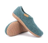 Gottstein Filz-Hausschuh Alpine Midcut RU - geschlossene und leichte Damen & Herren Pantoffeln aus reiner Schurwolle mit rutschfester Kork-Gummi-Sohle Oceangreen | 39