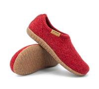 Gottstein Filz-Hausschuh Alpine Midcut RU - geschlossene und leichte Damen & Herren Pantoffeln aus reiner Schurwolle mit rutschfester Kork-Gummi-Sohle Red | 38