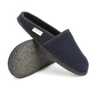 Gottstein Filzpantoffel Villach aus Mulesing-freier Schaf-Schurwolle - Handgefertigte Hausschuhe aus Wollfilz für Damen & Herren Größe EU 36-46 - Patentierte naturub® Naturkatschuksohle Nachtblau, 44