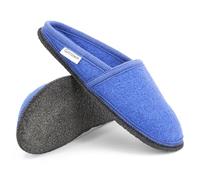 Gottstein Filzpantoffel Villach aus Mulesing-freier Schaf-Schurwolle - Handgefertigte Hausschuhe aus Wollfilz für Damen & Herren Größe EU 36-46 - Patentierte naturub® Naturkatschuksohle Royalblau, 45
