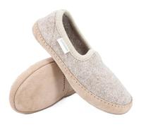 Gottstein Filz-Hausschuh Cheyenne für Damen & Herren | Flexibler & Leichter Hausschuh aus Walkstoff mit bequemer Ledersohle | 100% Reine Schurwolle Beige | 36