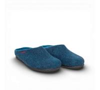 Magicfelt Filzpantoffeln 709 aus Mulesing-freier Merino-Schurwolle - Handgefertigte & anatomisch geformte Hausschuhe für Damen & Herren Größe EU 36-50 - Filzclogs mit Filz-Latex-Sohle Dark Petrol, 45