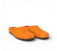Magicfelt Filzpantoffeln 709 aus Mulesing-freier Merino-Schurwolle - Handgefertigte & anatomisch geformte Hausschuhe für Damen & Herren Größe EU 36-50 - Filzclogs mit Filz-Latex-Sohle Orange, 36