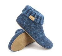 Gottstein Hüttenschuhe Knit Boot – 100% Schurwolle, Filz-Hausschuh für Damen & Herren – Blau 39