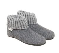 Gottstein Kinder-Hüttenschuh Alpine Boot FE - Kinderhausschuh für Mädchen & Jungen aus 100% Schurwolle grau 35
