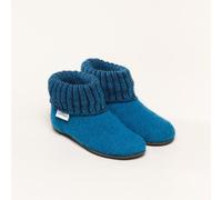 Gottstein Kinder-Hüttenschuh Alpine Boot FE - Kinderhausschuh für Mädchen & Jungen aus 100% Schurwolle blau 25
