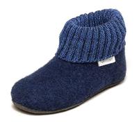 Gottstein Kinder-Hüttenschuh Alpine Boot FE - Kinderhausschuh für Mädchen & Jungen aus 100% Schurwolle dunkel-blau 30