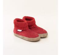 Gottstein Hüttenschuh Alpine Boot LE für Mädchen & Jungen - Kinder Hausschuh aus Schurwolle mit Strickbund & Ledersohle | TIPP: Eine Nummer größer bestellen Red | 30