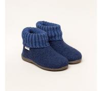 Gottstein Kinder Hüttenschuh Alpine Boot RU - Aus reiner Bio-Schafwolle für Jungen & Mädchen mit Gummisohle - Hausschuh Made in Tirol jeansblau 26