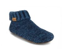 Gottstein Hüttenschuh Knit Boot - Filz-Hausschuh für Damen & Herren | Aus Reiner Schurwolle - hochwertige Sohle aus Rindsleder - geschlossene Sockenschuhe Blue | 40