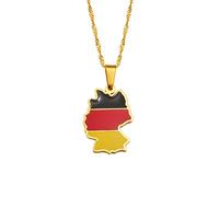 Gouekst Deutschland Karte Flagge Anhänger Halskette - Karten Von Deutschland Land Charm Anhänger Schmuck Ethnische Schlüsselbeinkette Für Frauen Männer Patriotische Pulloverkette Halsketten Ge