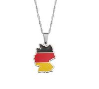 Gouekst Deutschland Karte Flagge Anhänger Halskette - Karten Von Deutschland Land Charm Anhänger Schmuck Ethnische Schlüsselbeinkette Für Frauen Männer Patriotische Pulloverkette Halsketten Ge