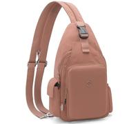 GOUNNU Leichter Brusttasche Damen und Herren Sling Bag Klein Rucksack Schulterrucksack Nylon Umhängetasche Casual Schultertasche Crossbody Bag für Outdoorsport Radfahren Reisen (Dunkelrosa)