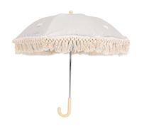 GOWENIC Baby-Außensonnenschirm, Trendiger Fransen-Sonnenschutz, Schützt Babys vor der Sonne für Kinderwagen und Tribünen, Oxford-Stoff (Beige mit kleiner Chrysantheme)