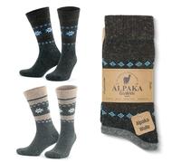 GoWith 2 Paar Alpaka Socken, Wollsocken für Damen und Herren, Alpakawolle Outdoor Socken, Thermosocken, Warme Wintersocken für Wandern und Trekking, Weiche und Bequeme