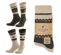 GoWith 2 Paar Alpaka Socken, Wollsocken für Damen und Herren, Alpakawolle Outdoor Socken, Thermosocken, Warme Wintersocken für Wandern und Trekking, Weiche und Bequeme