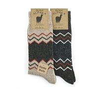 GoWith 2er Paar Alpakasocken, Weiche und Bequeme Herren und Damen Wintersocken, Thermo-Effekt Crew Wollsocken Vorgewaschen, Beige-Braun, Größe 39-42, Model: 3099