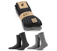 GoWith 4-2 Paar Alpaka Socken, Dicke Wollsocken für Damen und Herren, 35-38, 39-42, 43-46, Thermosocken, Warme Wintersocken, Gestrickte Socken für Wandern und Trekking, Weiche und Bequeme 3094