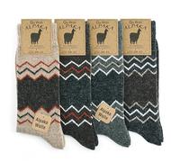GoWith 4 Paar Alpaka Socken, Wollsocken für Damen und Herren, Alpakawolle Outdoor Socken, Thermosocken, Warme Wintersocken für Wandern und Trekking, Weiche und Bequeme