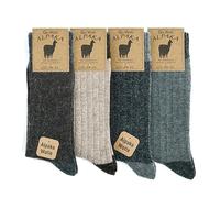 GoWith 4 Paar Alpaka Socken, Wollsocken für Damen und Herren, Alpakawolle Outdoor Socken, Thermosocken, Warme Wintersocken für Wandern und Trekking, Weiche und Bequeme
