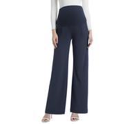 Gowjog Umstandshose Damen Weitem Bein Hohe Taille | Über dem Bauch, Stretch Schwangerschafts Hosen, Büro Arbeits Lounge Umstandsmode Hose, Freizeithose mit Taschen