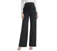Gowjog Umstandshose Damen Weitem Bein Hohe Taille | Über dem Bauch, Stretch Schwangerschafts Hosen, Büro Arbeits Lounge Umstandsmode Hose, Freizeithose mit Taschen