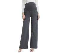 Gowjog Umstandshose Damen Weitem Bein Hohe Taille | Über dem Bauch, Stretch Schwangerschafts Hosen, Büro Arbeits Lounge Umstandsmode Hose, Freizeithose mit Taschen