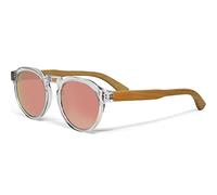 GOWOOD Sonnenbrille Herren und Damen Polarisiert Holz Panto Rund | Premium Bambus Holzbügel mit Durchsichtig Acetatrahmen | Holzbrille UV400 Rosa Gläser | Damen & Herren Sonnenbrille UV Schutz