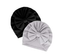 GOZINA 2 Pieces Baby Mütze Mädchen und Junge, Belüftung Neugeborenen Mütze Sind für Babys im Alter Von 0-12 Monaten Geeignet (DE/NL/SE/PL, Alter, 12 Monate, 18 Monate, Schwarz und Grau)