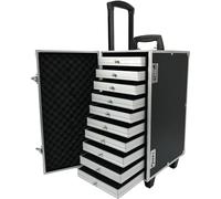GQQDDD Rollbarer Schmuck-Trolley, Schmuck-Sets, Display-Organizer, 10-lagige, Abnehmbare Tabletts Mit Codeschlössern Und Rädern