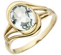 Gr. 50 - Damen Ring 585 Gold Gelbgold 1 Aquamarin hellblau blau Goldring - Gold / 52