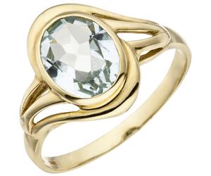 Gr. 50 - Damen Ring 585 Gold Gelbgold 1 Aquamarin hellblau blau Goldring - Gold / 56