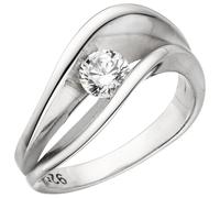 Gr. 50 - Damen Ring 925 Sterling Silber 1 Zirkonia Silberring - Silber / 60