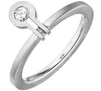 Gr. 50 - Damen Ring 950 Platin matt 1 Diamant Brillant 0,07ct. - Grau / 58