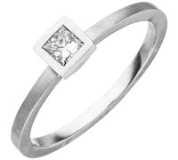 Gr. 50 - Damen Ring 950 Platin matt 1 Diamant Princess-Schliff 0,20ct. - Grau / 58