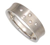Gr. 50 - Damen Ring 950 Platin matt 5 Diamanten Brillanten 0,06ct. Platinring - Grau / 54