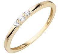 Gr. 50 - Damen Ring schmal 333 Gold Gelbgold 3 Zirkonia Goldring - Gold / 52