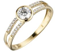 Gr. 52 - Damen Ring 333 Gold Gelbgold 21 Zirkonia Goldring - Gold / 60