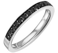Gr. 52 - Damen Ring 585 Gold Weißgold 17 schwarze Diamanten Brillanten - Gold / 56