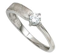 Gr. 52 - Damen Ring 925 Sterling Silber rhodiniert eismatt 1 Zirkonia Silberring - Silber / 56