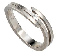 Gr. 52 - Damen Ring 950 Platin matt 1 Diamant Brillant 0,09ct. Platinring - Grau / 58