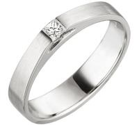 Gr. 52 - Damen Ring 950 Platin matt 1 Diamant Princess Schliff 0,07 ct. Platinring - Grau / 60