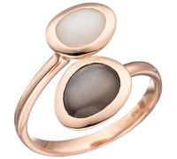 Gr. 54 - Damen Ring 585 Gold Rotgold 2 Mondsteine Goldring Rotgoldring Mondstein - Gold / 54