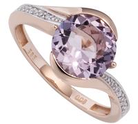 Gr. 54 - Damen Ring 585 Rotgold 16 Diamanten Brillanten 1 Amethyst lila violett - Gold / 58
