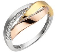 Gr. 54 - Damen Ring 585 Weißgold Rotgold Tricolor 36 Diamanten Brillanten - Gold / 60