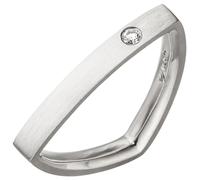 Gr. 54 - Damen Ring dreieckig Dreieck 950 Platin matt 1 Diamant Brillant Platinring - Grau / 54