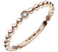 Gr. 54 - Damen Ring Kugel 585 Gold Rotgold 1 Diamant Brillant Rotgoldring Kugelring - Gold / 56