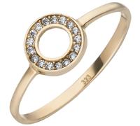 Gr. 56 - Damen Ring 333 Gold Gelbgold 17 Zirkonia Goldring - Gold / 54