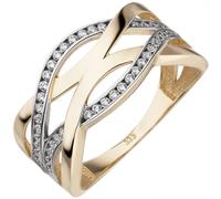 Gr. 58 - Damen Ring 333 Gold Gelbgold bicolor 46 Zirkonia Goldring - Gold / 54